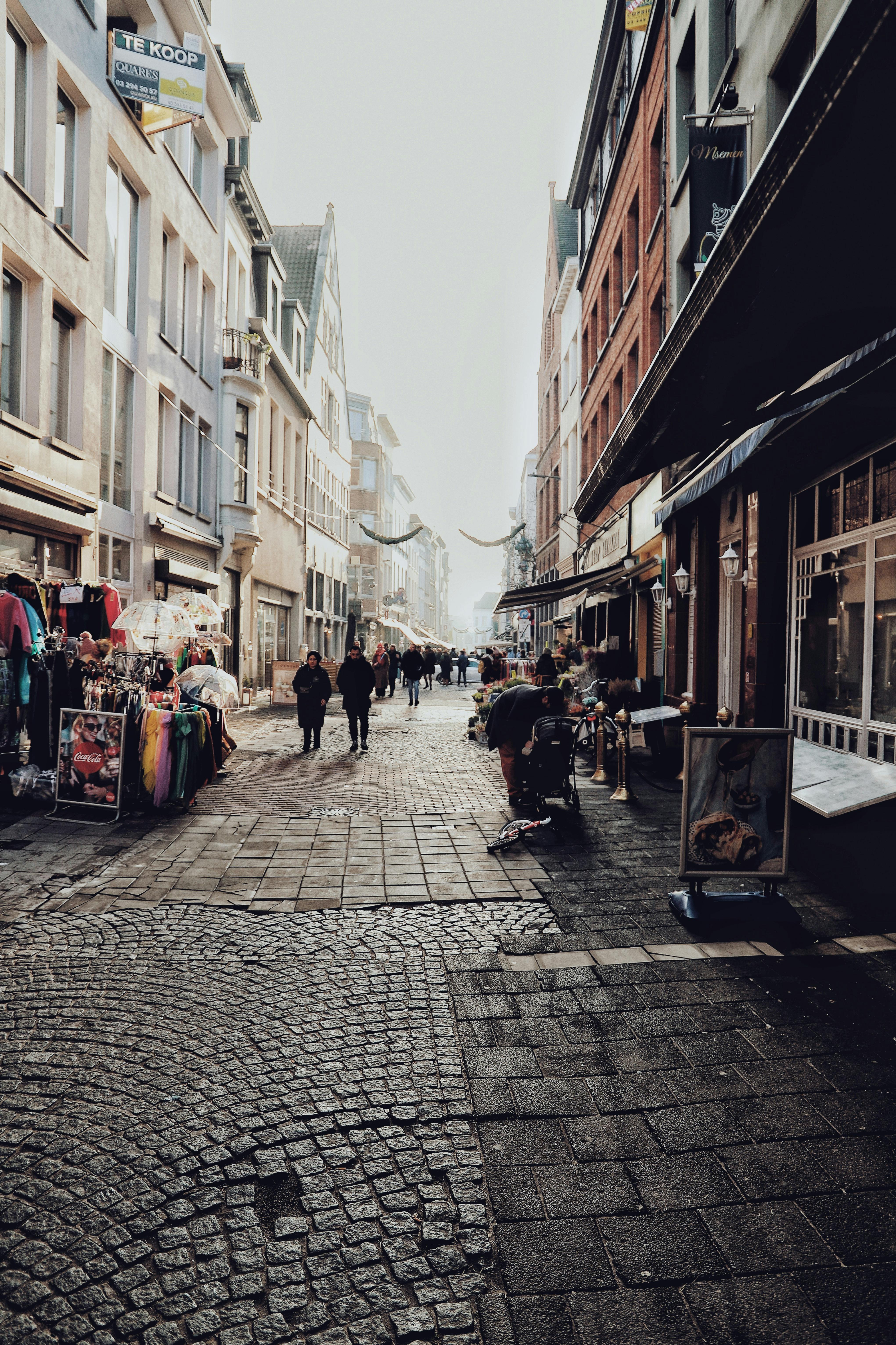 European city street with independent shops